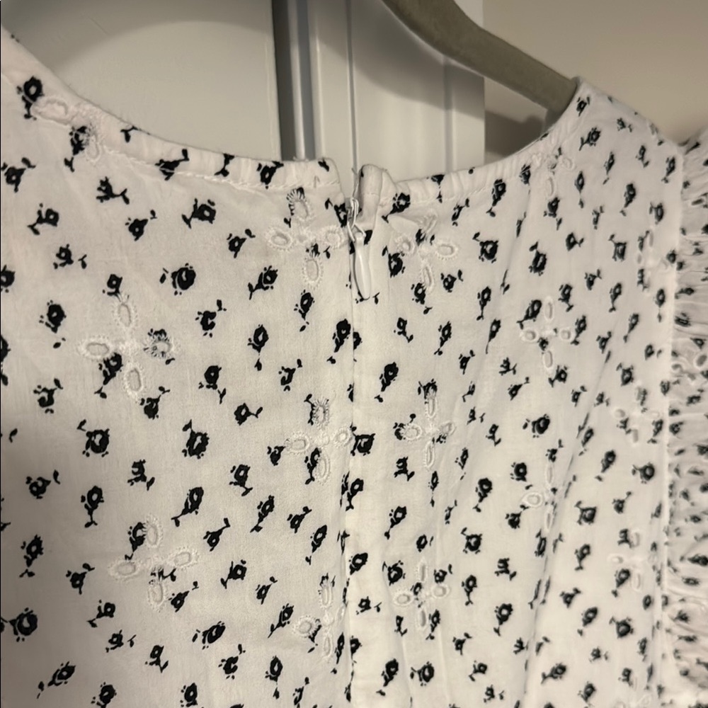 LOFT White Dress with Black Floral Eyelet - Picture 8 of 8